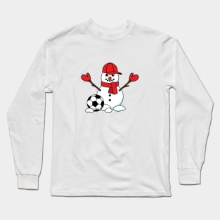 Funny Snowman with Soccer Ball Long Sleeve T-Shirt